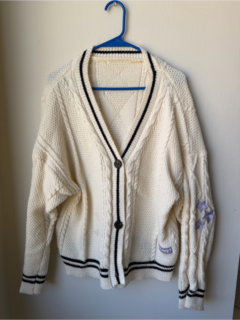 Cream Cardigan With Silver Stars